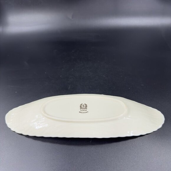Vintage Lenox USA Porcelain Elongated Dish Plate Tray Ivory With Gold Edges VTG - Picture 13 of 13